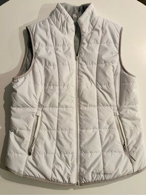 Free Country White Quilted Puffer Vest with Gray Trim